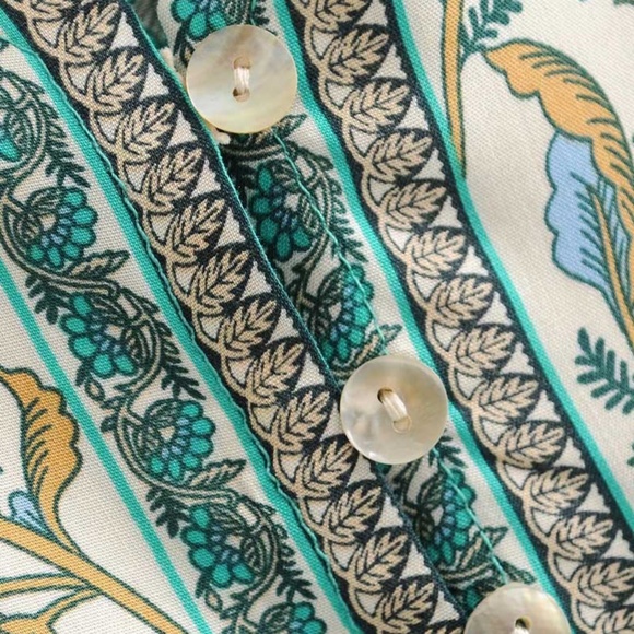 Boho Gypsy Floral Print Neck Tie Blouse - Picture 4 of 16